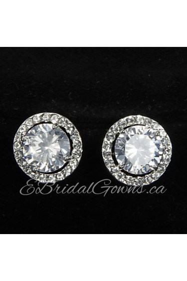 Stud Earrings Women's Platinum Earring Cubic Zirconia