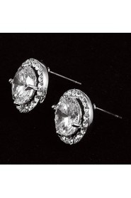 Stud Earrings Women's Platinum Earring Cubic Zirconia