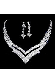 Gorgeous Rhinestone Two Piece Cutout "V" Design Ladies' Jewelry Set (45 cm)