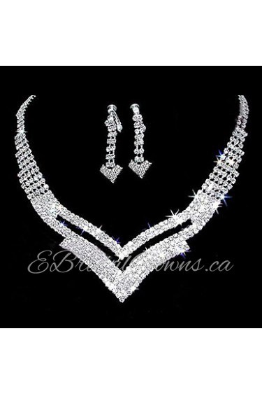 Gorgeous Rhinestone Two Piece Cutout "V" Design Ladies' Jewelry Set (45 cm)