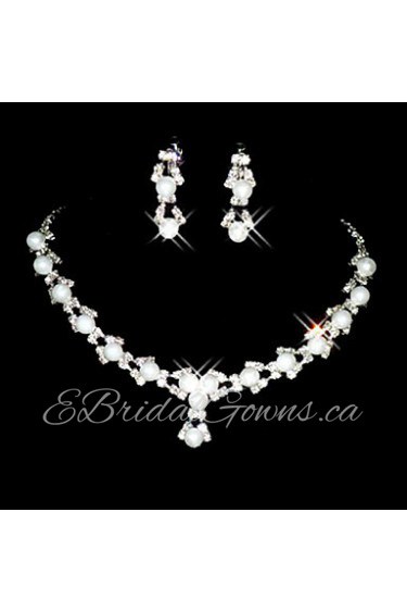 Wedding Bridal Bridesmaid Crystal Necklace Earrings Jewelry Set