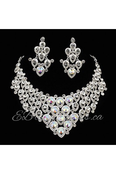 Jewelry Set Women's Anniversary / Engagement / Birthday / Gift / Party Jewelry Sets Alloy Rhinestone Necklaces / Earrings Silver