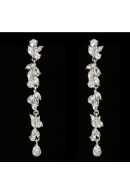 Vintage Women's Earrings Crystal Zircon Diamond Silver Earring For Wedding Bridal