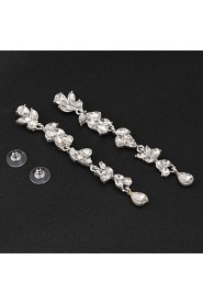 Vintage Women's Earrings Crystal Zircon Diamond Silver Earring For Wedding Bridal