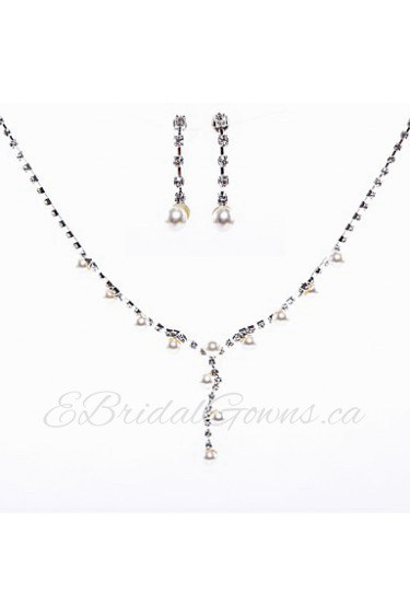 Ladies'/Women's Alloy Wedding/Party Jewelry Set With Pearl/Rhinestone