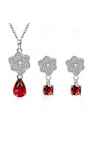 Fashion Round Shape Copper Silver Plated Zircon Foreign Trade Jewewlry Sets