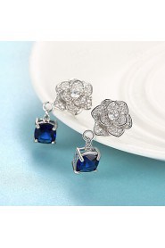 Fashion Round Shape Copper Silver Plated Zircon Foreign Trade Jewewlry Sets