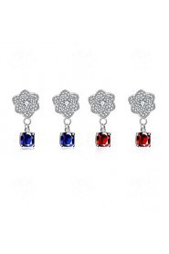 Fashion Round Shape Copper Silver Plated Zircon Foreign Trade Jewewlry Sets