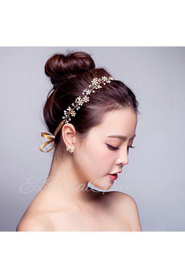 Handmade Pearl / Crystal Gold Plating Headpiece-Wedding / Special Occasion Flower Leaf Headbands 1 Piece