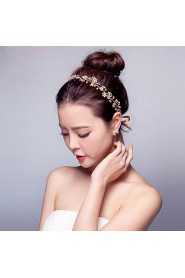 Handmade Pearl / Crystal Gold Plating Headpiece-Wedding / Special Occasion Flower Leaf Headbands 1 Piece