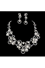 Wedding Bridal Bridesmaid Crystal Necklace Earrings Jewelry Set