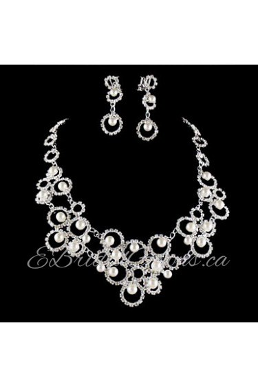 Wedding Bridal Bridesmaid Crystal Necklace Earrings Jewelry Set