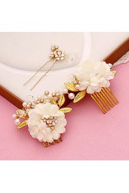 Women's Pearl / Alloy / Fabric Headpiece-Wedding / Special Occasion Hair Combs / Hair Pin 3 Pieces