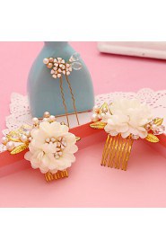 Women's Pearl / Alloy / Fabric Headpiece-Wedding / Special Occasion Hair Combs / Hair Pin 3 Pieces