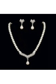 Jewelry Set Women's Anniversary / Engagement / Birthday / Gift / Party Jewelry Sets Pearl Rhinestone Earrings / Necklaces White