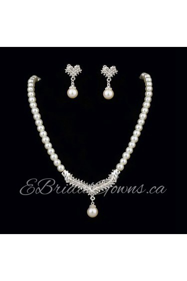 Jewelry Set Women's Anniversary / Engagement / Birthday / Gift / Party Jewelry Sets Pearl Rhinestone Earrings / Necklaces White