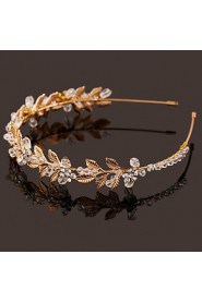 Vintage Charming Design Wedding Bride Handmake Headband Necklace Cown Pearls Hair Accessior Flower Gold