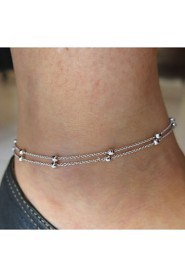 Beads Anklet Bracelet Foot Beach Jewelry (Silver,1 pcs)