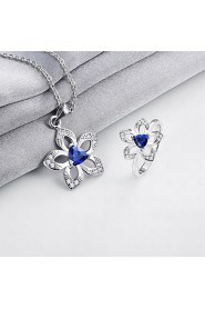 Fashion Round Shape Copper Silver Plated Zircon Foreign Trade Jewewlry Sets