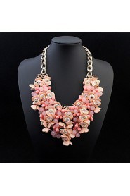 Women Fashion Luxury Statement Colorful Flower Statament Necklace Gem Clain Luxury Drops Brand Necklace