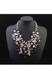 Women Fashion Luxury Statement Colorful Flower Statament Necklace Gem Clain Luxury Drops Brand Necklace