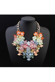 Women Fashion Luxury Statement Colorful Flower Statament Necklace Gem Clain Luxury Drops Brand Necklace