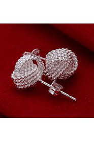 Braided Net 925 Sliver Earrings (1Pair)