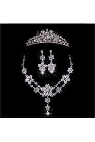 Flowers Ladies'/Women's Alloy Wedding/Party Jewelry Set With Rhinestone