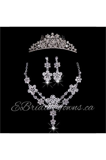 Flowers Ladies'/Women's Alloy Wedding/Party Jewelry Set With Rhinestone