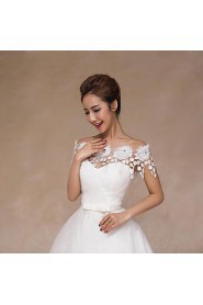 Wedding Wraps Collars Sleeveless Lace Ivory Wedding Appliques / Pearls