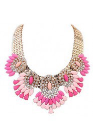 Fashion Exaggerated Necklace Water Drop Shaped Women Fashion Luxury Statement Colorful Flower Necklace