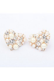 Exquisite Alloy With Pearl/Rhinestone Heart Shaped Women's Earrings