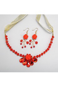 Jewelry Set Women's / Children's Wedding / Engagement Jewelry Sets Alloy Crystal Necklaces / Earrings Red