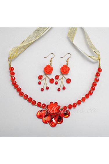 Jewelry Set Women's / Children's Wedding / Engagement Jewelry Sets Alloy Crystal Necklaces / Earrings Red