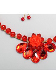 Jewelry Set Women's / Children's Wedding / Engagement Jewelry Sets Alloy Crystal Necklaces / Earrings Red