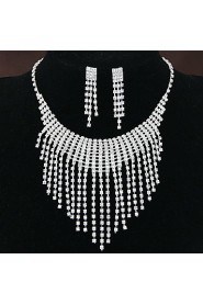 Women's Shiny Elegant Luxury Rhinestone Tassel Bridal Sets Bridal Accessories Necklace Earrings Set Wedding Party Gift