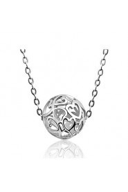 Shamballa Jewelry Female Models Real Silver Round Ball Hollow Heart Beads Pendant Link Chain Necklaces Women