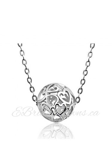 Shamballa Jewelry Female Models Real Silver Round Ball Hollow Heart Beads Pendant Link Chain Necklaces Women