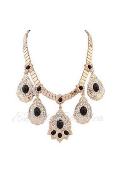 2 Colors Charm Luxury Western Style Rhinestone Pendant Necklace Women Vintage Choker Necklace Jewelry