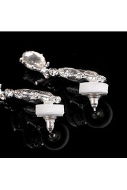 Vintage Party Wedding Princess Birde Leaf Crystal Drop Silver Earring