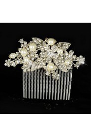 Vintage Bridal Bridesmaid Diamond/Rhinestone/Crystal Freshwater Pearls Leaf Rose Flower Bridal Hair Comb For Women