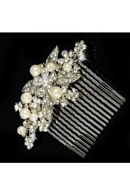 Vintage Bridal Bridesmaid Diamond/Rhinestone/Crystal Freshwater Pearls Leaf Rose Flower Bridal Hair Comb For Women