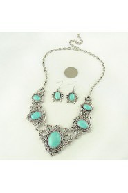 Jewelry Set Women's Anniversary / Gift / Party / Daily Jewelry Sets Alloy Turquoise Earrings / Necklaces Silver / Blue