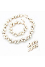 Women's Fashion Elegant Rhinestone Necklace Bracelet Earring Sets Alloy Wedding Jewelry Set