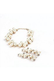 Women's Fashion Elegant Rhinestone Necklace Bracelet Earring Sets Alloy Wedding Jewelry Set