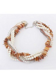 Women Fashion Ocean Style Multi Shell Simulated-Pearl Elastic Chain Beach Bracelet Bangle 2016