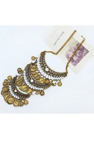 Fashion Punk Style Jewelry Statement Gold Silver Coins Pendant Long Tassel Alloy Multi Layer Necklace For Lady Women