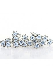20pcs Blue Rose U Shape Flower Wedding Headpieces Hairpins