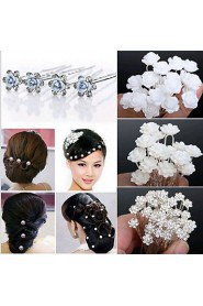 20pcs Blue Rose U Shape Flower Wedding Headpieces Hairpins