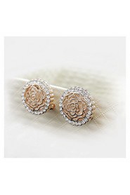 Women's Noble and Elegant Style of Peony Circular Hollow Diamond Earrings